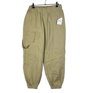 Forever 21 Khaki Pull On Cargo Utility Jogger Pants M